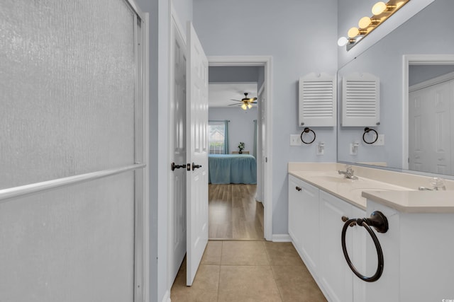 4520 Lighthouse Dr Unit 29B, Little River, SC 29566 - full bath with ensuite bathroom, tile patterned flooring, double vanity, and a ceiling fan