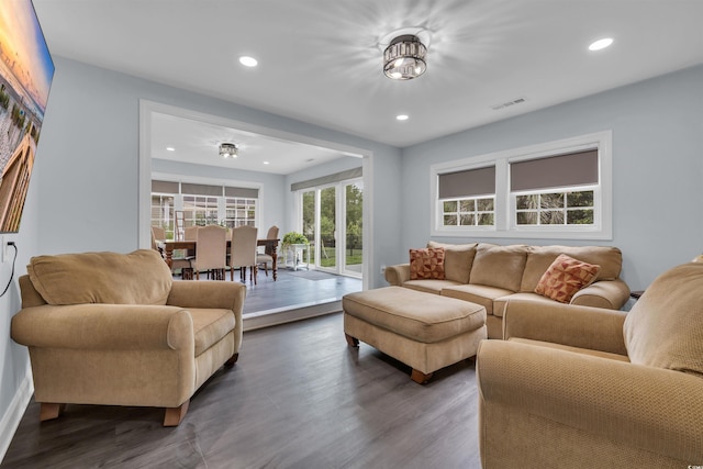 35 Easter Lilly Ct, Murrells Inlet, SC 29576 - living area with recessed lighting and dark wood-style floors