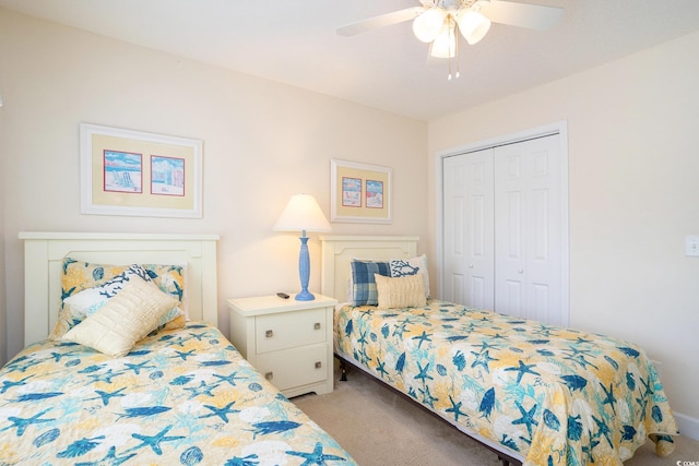 6172 Catalina Dr Unit 414H, North Myrtle Beach, SC 29582 - carpeted bedroom with a closet and ceiling fan