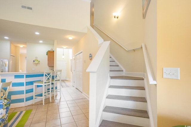 6172 Catalina Dr Unit 414H, North Myrtle Beach, SC 29582 - stairs featuring tile patterned flooring and recessed lighting