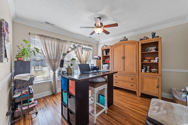 200 Silverbelle Blvd, Longs, SC 29568 - office featuring plenty of natural light, a ceiling fan, a textured ceiling, hardwood / wood-style flooring, and crown molding