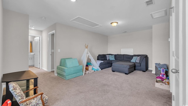 356 Ocean Commons Dr, Surfside Beach, SC 29575 - living area featuring attic access and carpet flooring