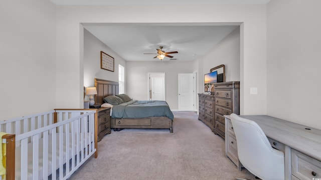 356 Ocean Commons Dr, Surfside Beach, SC 29575 - bedroom featuring light colored carpet, a desk, and ceiling fan