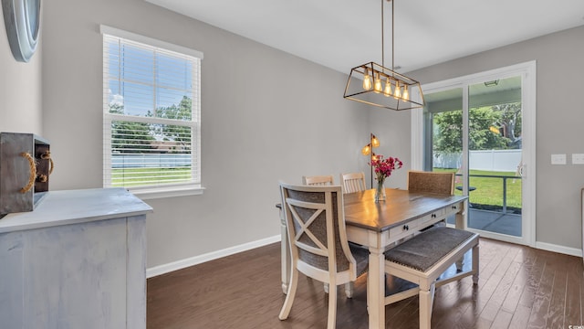 356 Ocean Commons Dr, Surfside Beach, SC 29575 - dining area featuring healthy amount of natural light, dark wood-style floors, and a chandelier