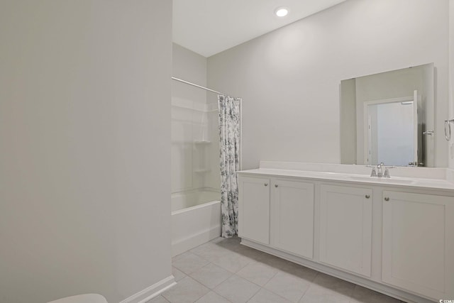 184 Sea Shell Dr Unit 12, Murrells Inlet, SC 29576 - bathroom with tile patterned flooring, vanity, shower / tub combo, and recessed lighting