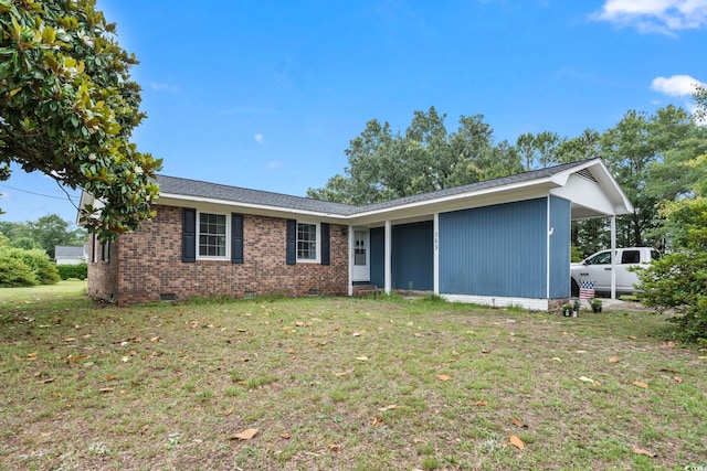 169 Ole Maple St, Loris, SC 29569 - ranch-style house featuring crawl space, a front lawn, and brick siding