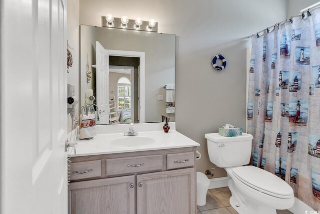 876 Palmetto Trl Unit 103, Myrtle Beach, SC 29577 - full bath featuring vanity, tile patterned flooring, and a shower with shower curtain