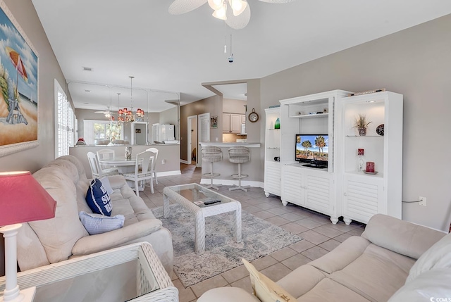 876 Palmetto Trl Unit 103, Myrtle Beach, SC 29577 - living room featuring ceiling fan and light tile patterned floors