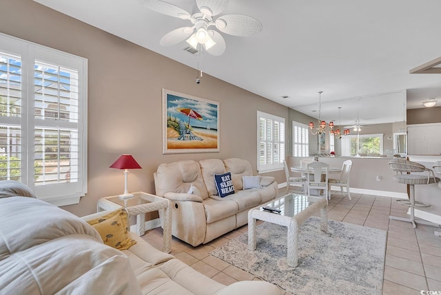 876 Palmetto Trl Unit 103, Myrtle Beach, SC 29577 - living room featuring ceiling fan and light tile patterned flooring