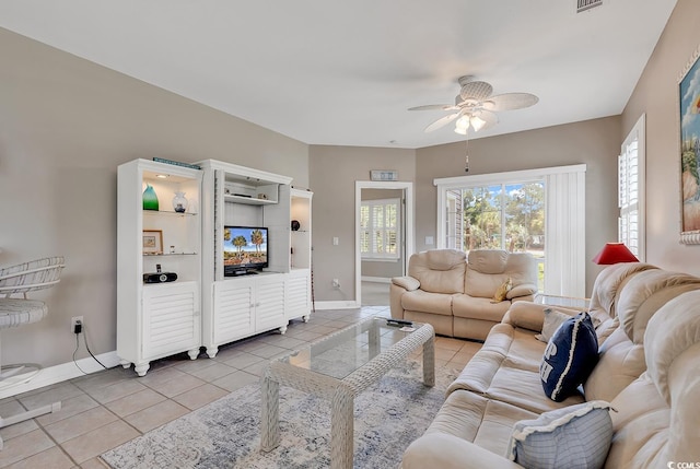 876 Palmetto Trl Unit 103, Myrtle Beach, SC 29577 - living room with a ceiling fan and light tile patterned floors