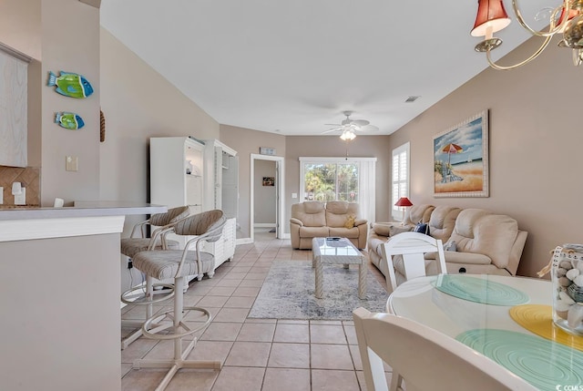876 Palmetto Trl Unit 103, Myrtle Beach, SC 29577 - living room with light tile patterned floors and a ceiling fan