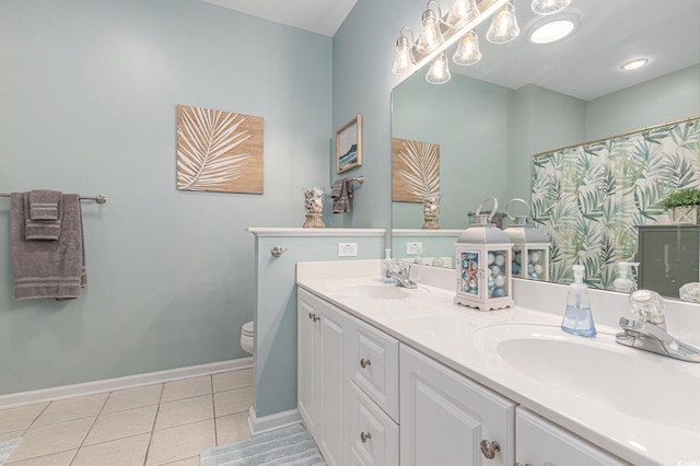 503 N 20th Ave N Unit 41D, North Myrtle Beach, SC 29582 - full bathroom featuring double vanity, tile patterned flooring, a chandelier, and a shower with shower curtain