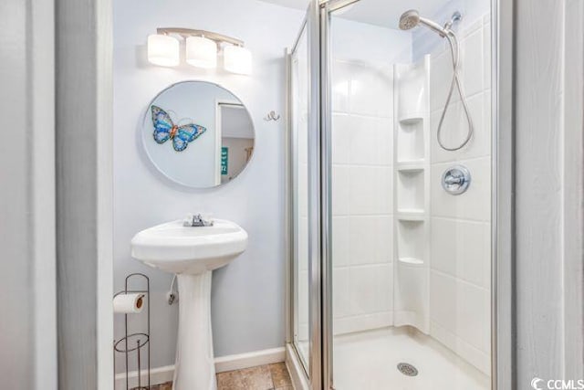 4201 N Ocean Blvd Unit 2M, North Myrtle Beach, SC 29582 - full bath featuring a shower stall and baseboards