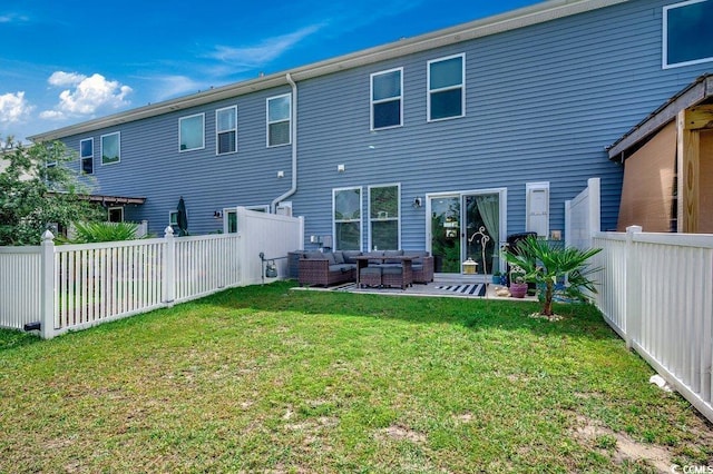 153 Goldenrod Cir Unit 7D, Little River, SC 29566 - back of property featuring an outdoor living space, a fenced backyard, and a patio