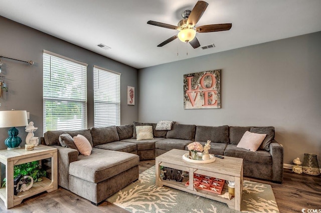 153 Goldenrod Cir Unit 7D, Little River, SC 29566 - living room with ceiling fan and wood finished floors