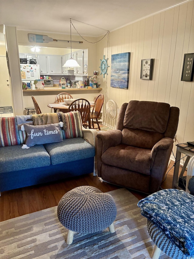 9501 Shore Dr Unit 323, Myrtle Beach, SC 29572 - living room with ornamental molding and wood finished floors