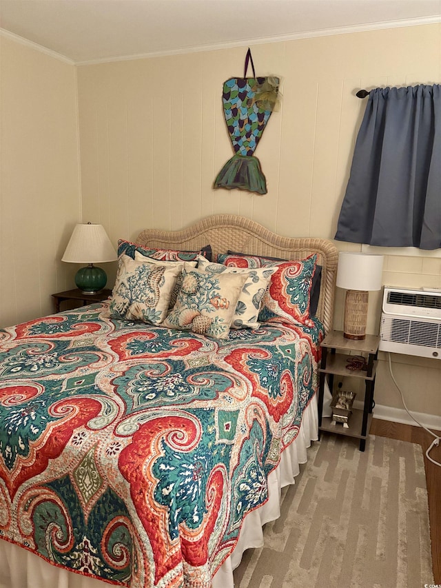 9501 Shore Dr Unit 323, Myrtle Beach, SC 29572 - bedroom with an AC wall unit and crown molding