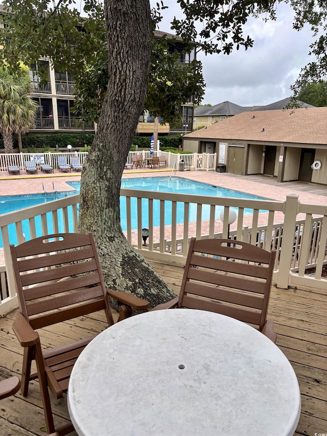 9501 Shore Dr Unit 323, Myrtle Beach, SC 29572 - community pool with a wooden deck