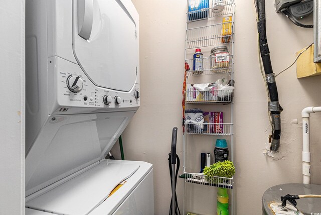 1210 N Ocean Blvd Unit 104, Surfside Beach, SC 29575 - laundry area with stacked washing machine and dryer