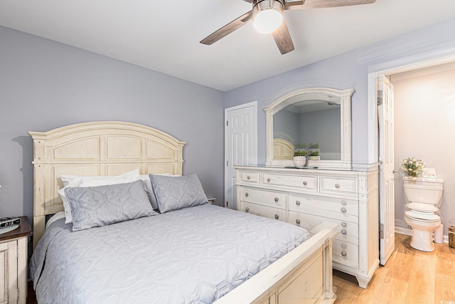 1210 N Ocean Blvd Unit 104, Surfside Beach, SC 29575 - bedroom featuring light wood-style floors, ceiling fan, and ensuite bathroom