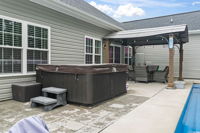 144 Baylee Cir, Aynor, SC 29544 - view of patio featuring a hot tub, a pool, and a gazebo