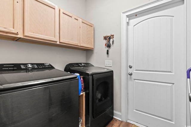 144 Baylee Cir, Aynor, SC 29544 - laundry area with washer and clothes dryer, cabinet space, and dark wood finished floors