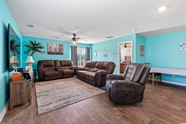 798 Woodland Farms Cir, Aynor, SC 29511 - living area with a ceiling fan and wood finished floors