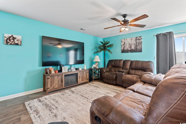 798 Woodland Farms Cir, Aynor, SC 29511 - living area with ceiling fan and wood finished floors