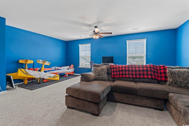 798 Woodland Farms Cir, Aynor, SC 29511 - living area with carpet flooring and ceiling fan