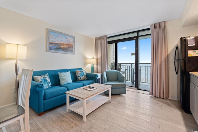 4800 S Ocean Blvd Unit 920, North Myrtle Beach, SC 29582 - living area featuring light wood-type flooring and a wall of windows