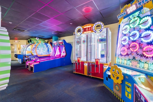 4800 S Ocean Blvd Unit 920, North Myrtle Beach, SC 29582 - playroom featuring a paneled ceiling and carpet floors