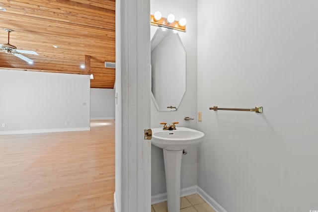 149 Old Cedar Loop, Pawleys Island, SC 29585 - bathroom with ceiling fan and wood ceiling