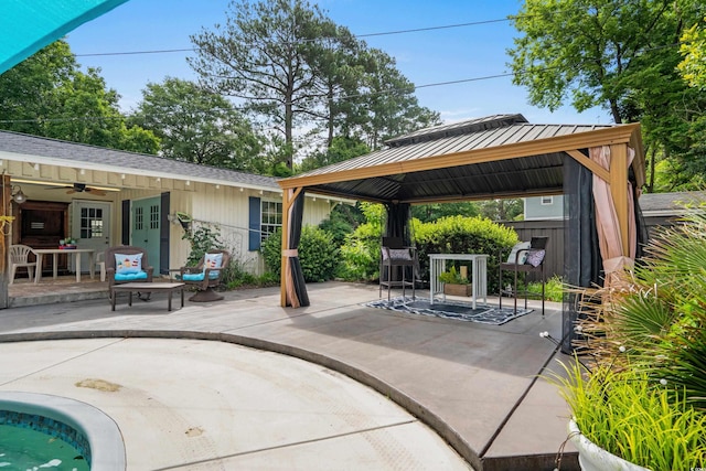 280 Morgan Ave, Little River, SC 29566 - view of patio / terrace featuring a gazebo and ceiling fan