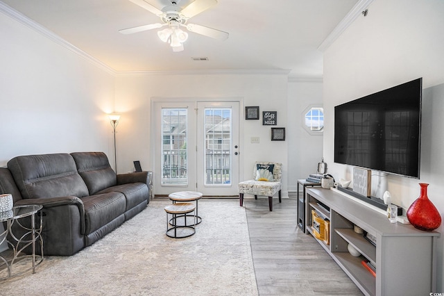 2005 Silvercrest Dr Unit 32F, Myrtle Beach, SC 29579 - living area with ornamental molding, light wood finished floors, and a ceiling fan