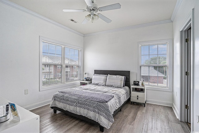 2005 Silvercrest Dr Unit 32F, Myrtle Beach, SC 29579 - bedroom with wood finished floors, crown molding, and ceiling fan