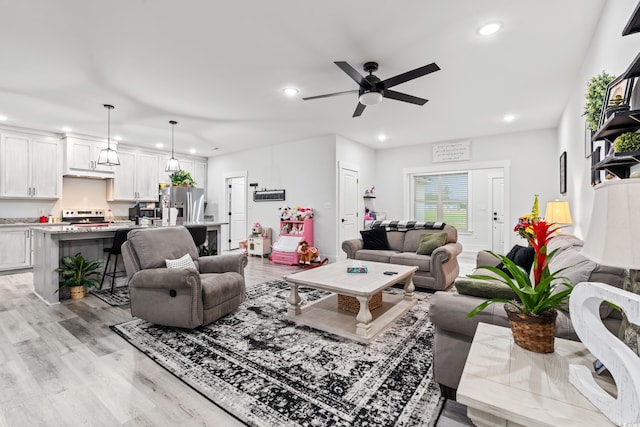 4486 Bethel Rd, Aynor, SC 29511 - living area featuring recessed lighting, light wood finished floors, and ceiling fan