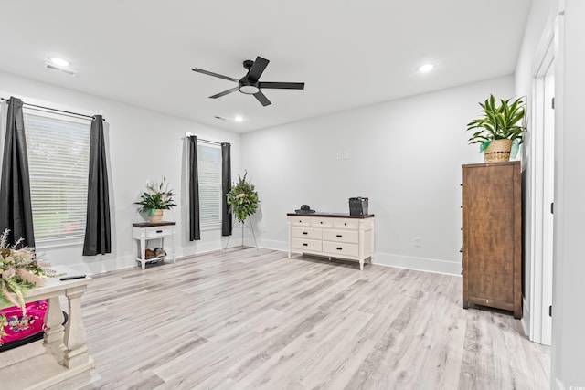 4486 Bethel Rd, Aynor, SC 29511 - unfurnished room featuring a ceiling fan, light wood-style floors, plenty of natural light, and recessed lighting