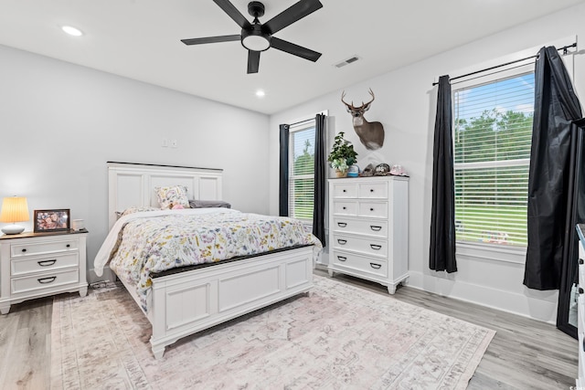 4486 Bethel Rd, Aynor, SC 29511 - bedroom with light wood-type flooring, recessed lighting, and ceiling fan