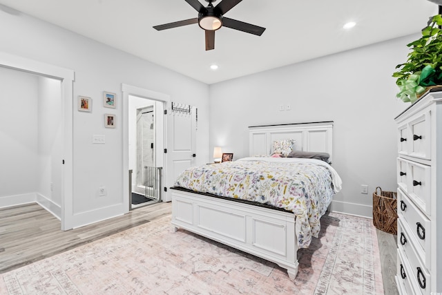 4486 Bethel Rd, Aynor, SC 29511 - bedroom with light wood-type flooring, recessed lighting, and a ceiling fan