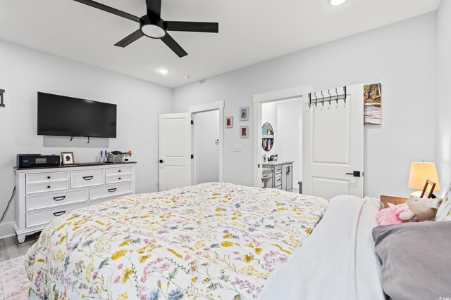 4486 Bethel Rd, Aynor, SC 29511 - bedroom with wood finished floors, recessed lighting, and a ceiling fan