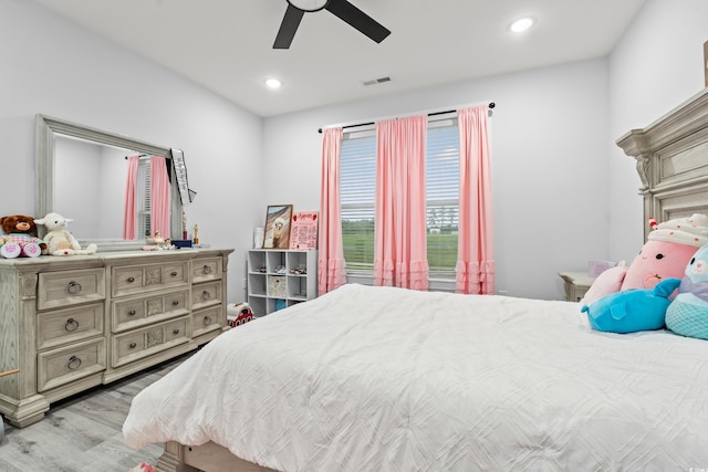 4486 Bethel Rd, Aynor, SC 29511 - bedroom featuring wood finished floors, a ceiling fan, and recessed lighting