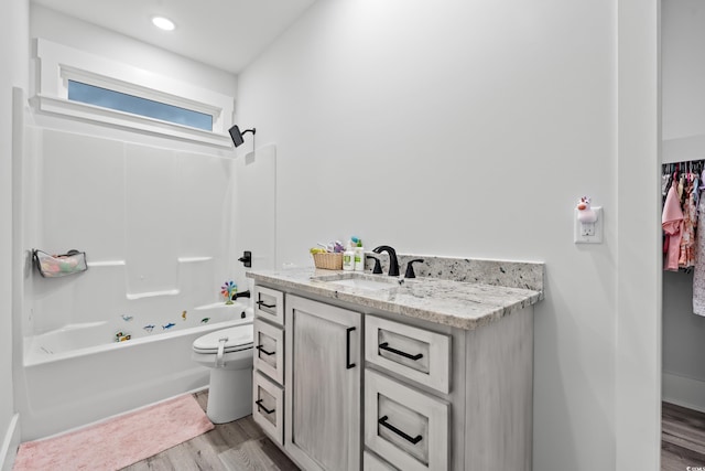 4486 Bethel Rd, Aynor, SC 29511 - bathroom featuring wood finished floors, vanity, and shower / bath combination