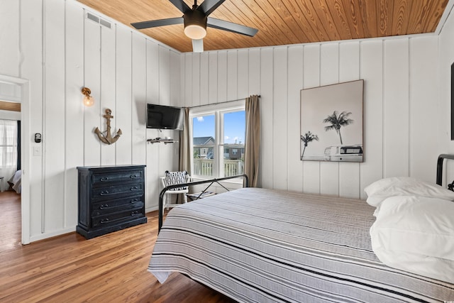 204 55th Ave N, North Myrtle Beach, SC 29582 - bedroom featuring wood ceiling, light wood-type flooring, and ceiling fan