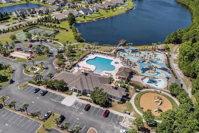 100 Culpepper Way Unit 1003, Myrtle Beach, SC 29579 - aerial view of property and surrounding area featuring a large body of water and a pool