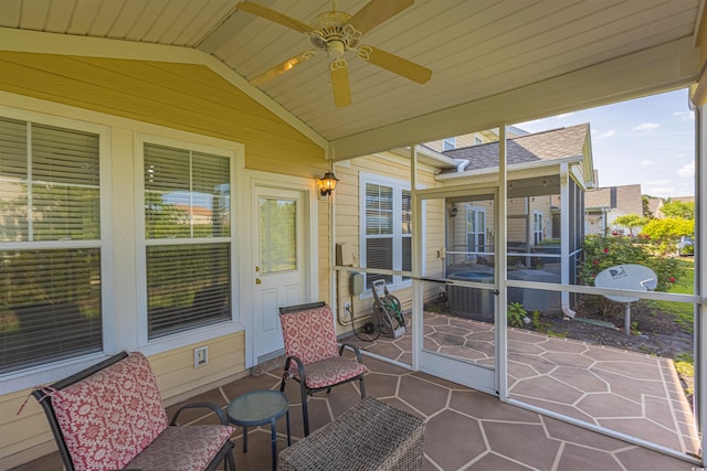 100 Culpepper Way Unit 1003, Myrtle Beach, SC 29579 - sunroom featuring lofted ceiling and a ceiling fan