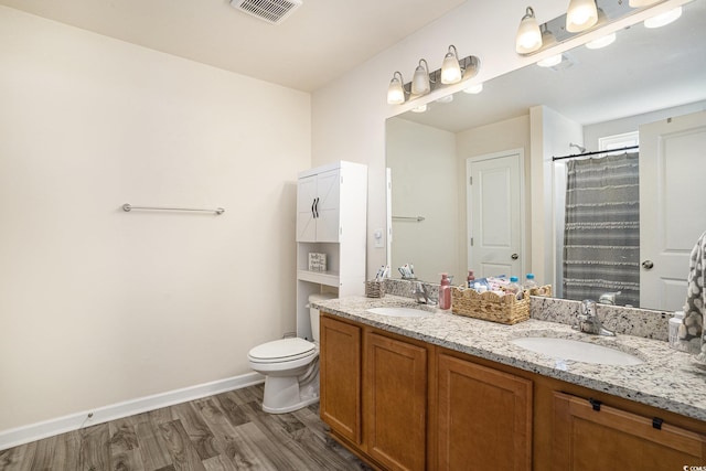 247GROVEPARK Grove Park Loop, Murrells Inlet, SC 29576 - full bathroom with wood finished floors, double vanity, and a shower with curtain