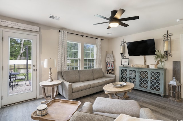 247GROVEPARK Grove Park Loop, Murrells Inlet, SC 29576 - living area with wood finished floors and ceiling fan