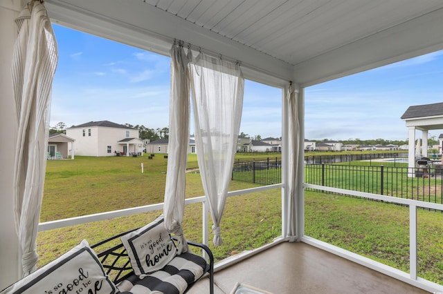 1078 Saltgrass Way, Myrtle Beach, SC 29588 - unfurnished sunroom featuring a water view and a residential view