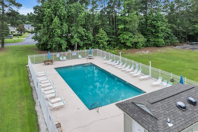 1206 Formby Ct, Myrtle Beach, SC 29588 - community pool featuring a patio area and view of scattered trees