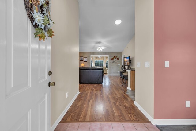 1206 Formby Ct, Myrtle Beach, SC 29588 - foyer entrance with wood finished floors and a ceiling fan
